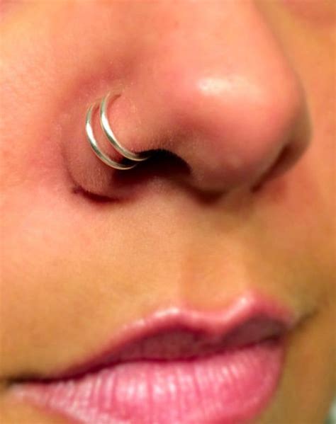 18g Double Nose Ring For Single Pierced Nose Hoops Thick Etsy In 2021