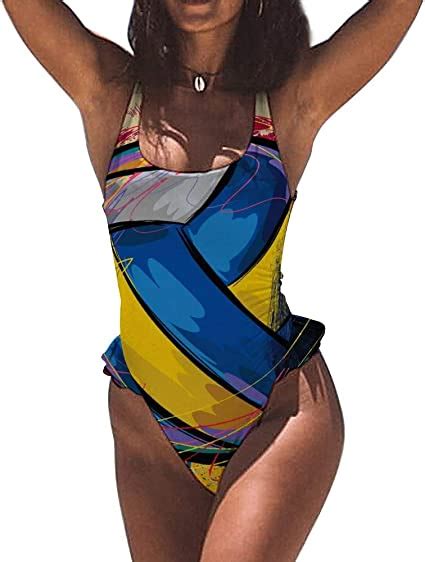 Special Colorful Volleyball Womens One Pieces Bikini Swimsuits Beach