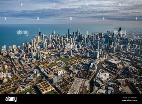 Aerial Cityscape With Downtown Chicago Illinois Usa Stock Photo Alamy