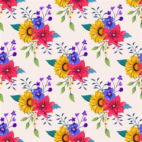 Seamless Pattern With Colorful Botanical Floral Design Illustration