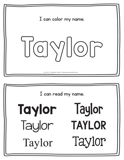 Taylor Name Printables For Handwriting Practice A To Z Teacher