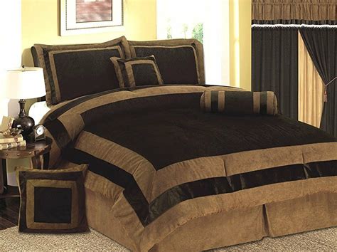 King size brown comforter sets. Luxury 7 PC 7 PCS Mocha Brown Micro Suede Bed In A Bag ...