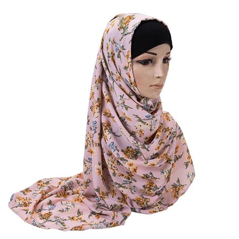 Muslim Print Scarf Hijab Wrap Women Plain Bubble Chiffon Hijabs Scarf Printe Solid Color Shawls