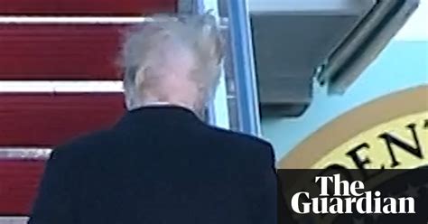 Donald Trump S Hair Blown Apart By The Wind Video Us News The Guardian