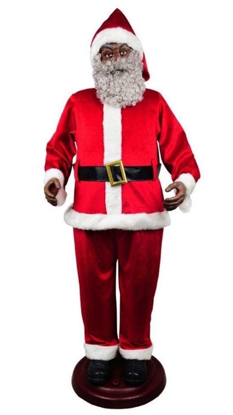 Life Size African American Animated Black Santa Claus Six Feet Tall