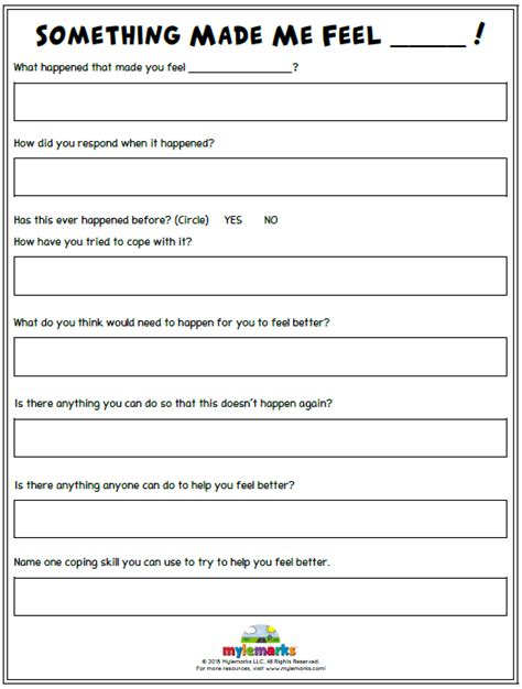 Feelings And Emotional Regulation Worksheets For Kids And Teens