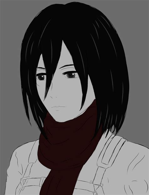 How to wear a scarf like mikasa. Mikasa sketch. Not sure which one I like best--scarf or no ...