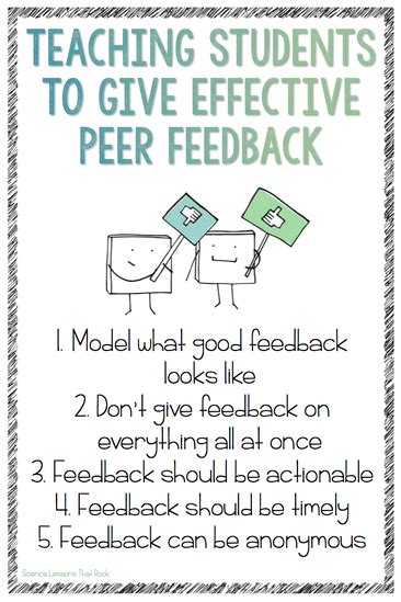 Teaching Students To Give Effective Peer Feedback Science Lessons