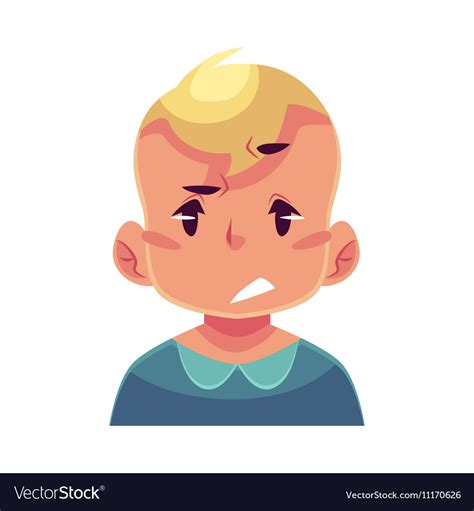 Little Boy Face Upset Confused Facial Expression Vector Image