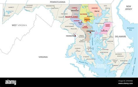 Mapa De Vectores Del área Metropolitana De Baltimore Maryland Eeuu