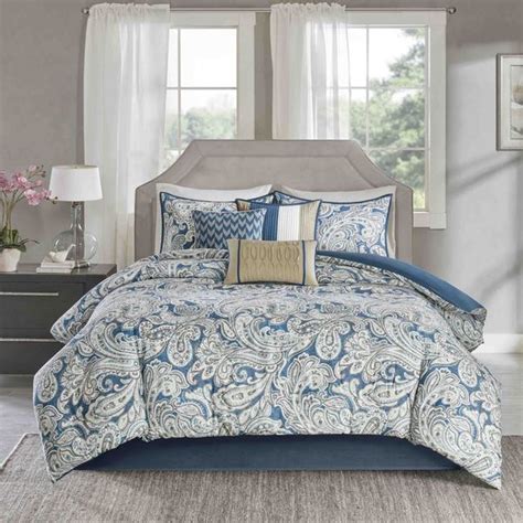 Madison Park Lira Blue Comforter 7 Piece Set On Sale Overstock