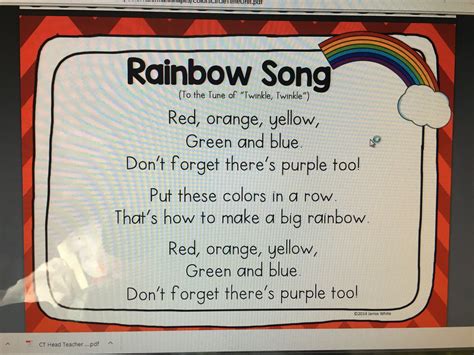 Rainbow Song Rainbow Songs Rainbow Lessons Preschool Circle Time