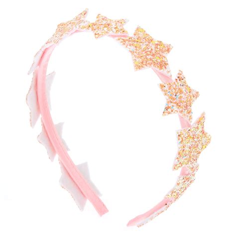 Claires Club Glitter Stars Headband Pink Claires