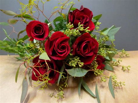 Half Dozen Red Roses Wrapped Flower Works Llc