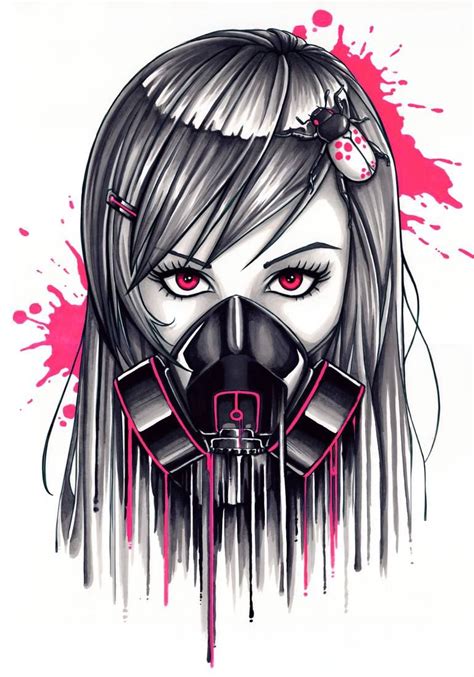 Gas Mask Girl Drawing In 2020 Gas Mask Girl Gas Mask Art Gas Mask