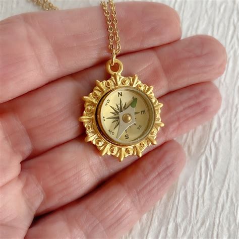 Gold Working Compass Necklace Real Compass Jewelry Steampunk Etsy