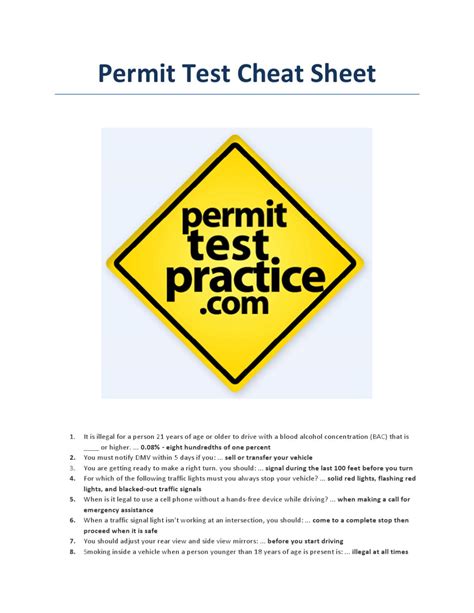 Dmv Permit Test Cheat Sheet Cheat Dumper