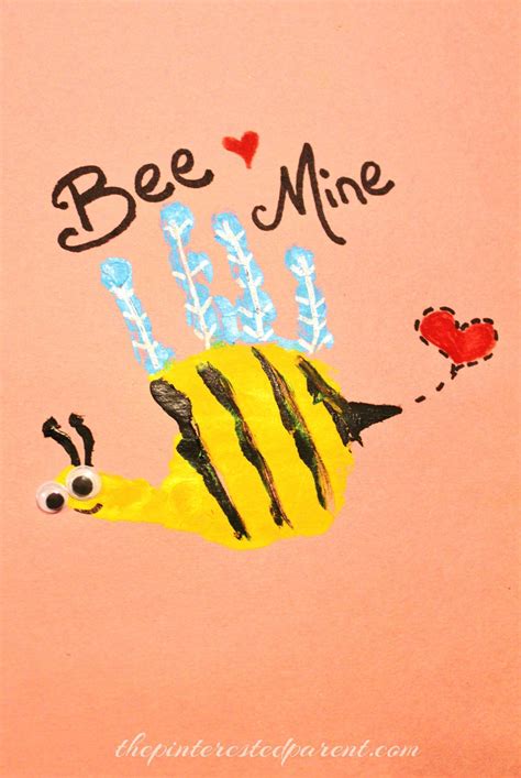 Valentines Hand Print Bee Mine Valentines Day Crafts For Kids