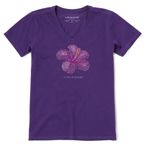 Womens Luminescent Hibiscus Short Sleeve Vee Life Is Good® Official Site