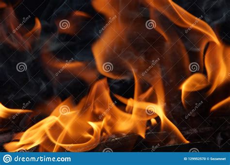 Fire Flame Smoke Embers To Fry On The Street Stock Photo Image Of