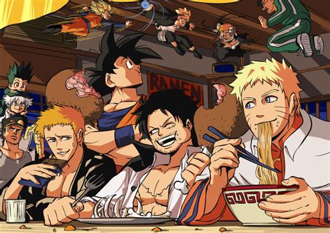 Naruto Goku Y Luffy Se Reúnen Para Comer En Este Increíble Fanart En