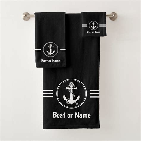 Nautical Navy Anchor And Rope Your Boat Or Name Bath Towel Set Zazzle