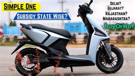 Simple Energy Simple One Electric Scooter Subsidy Explain State Wise