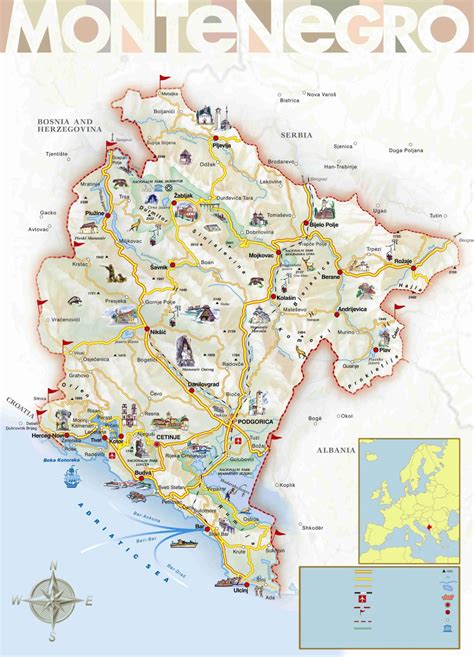 Mapa Srbije I Crne Gore Auto Karta Bosne I Hercegovine I Srbije
