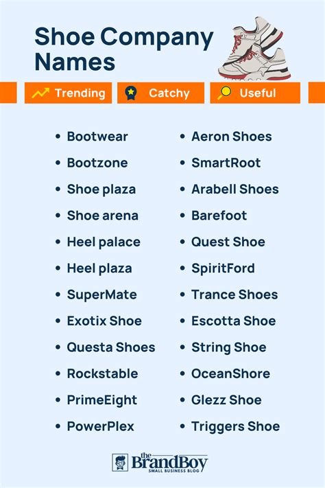 1500 Shoe Brand Name Ideas Generator Examples TheBrandBoy Com