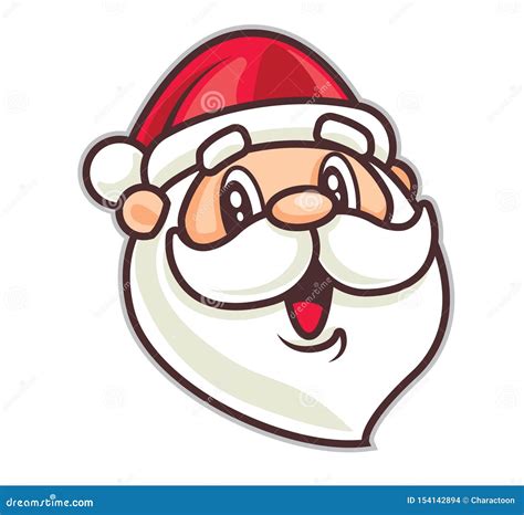 Merry Christmas Happy Smiling Cartoon Santa Claus Head Character
