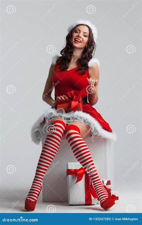 Girl Unwrapping Christmas Present Stock Image Image Of Unpack Funny