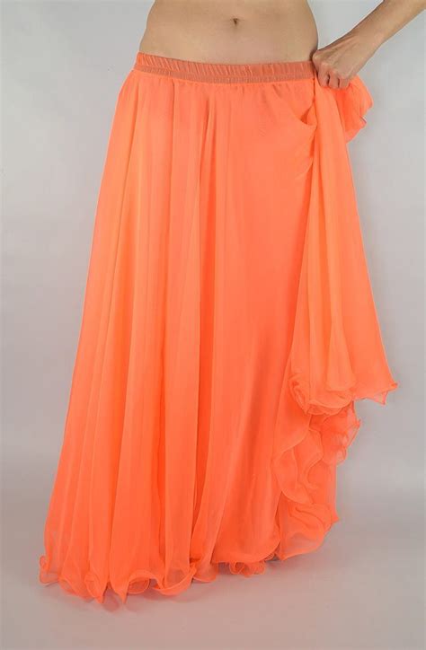 Double Chiffon Skirt Neon Orange Bellydance Boutique Uk