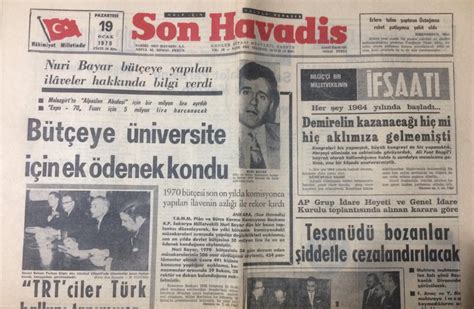 Son Havadis Gazetesi 19 Ocak 1970 Galatasaray'ı İstanbul Spor'da ...