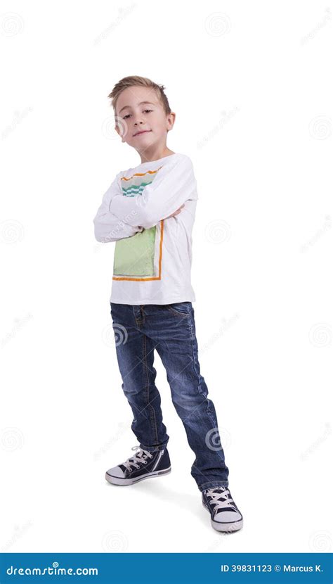 Cute Elementary Boy With Arms Crossed Stock Image Image Of Full