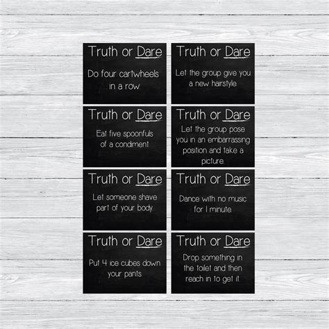 48 Printable Truth Or Dare Cards Truth Or Dare Party Cards Etsy Uk