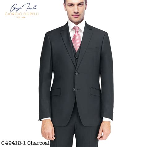 Giorgio Fiorelli Charcoal Gray L Gray Two Button Suit Moda Italy Fashion