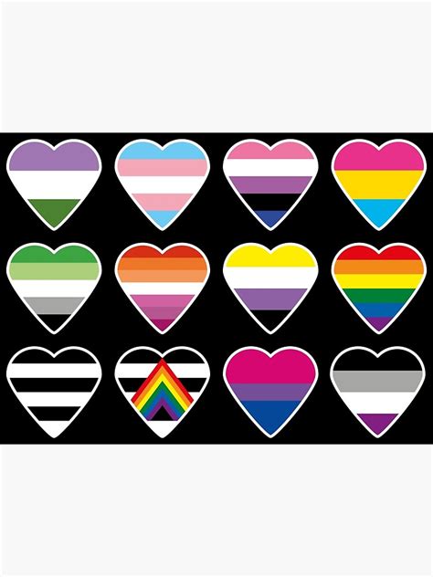 Pride Flags Hearts White Outline Poster For Sale By Arcadio