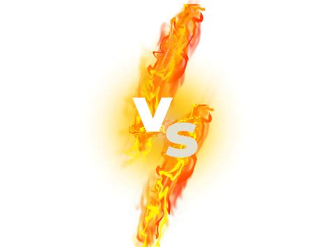Versus Illustration With Fire Sparks Or Smoke Fire Explosions And