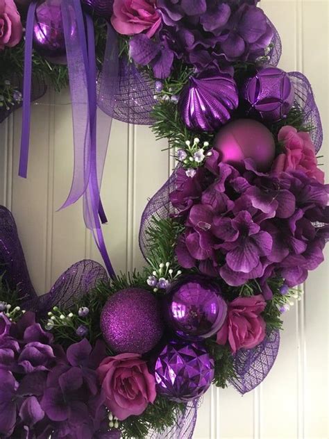 Purple Christmas Wreath Christmas Ornament Wreath Holiday Etsy With