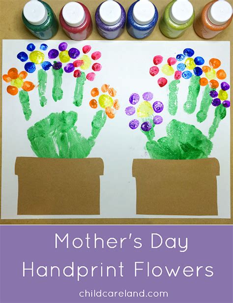 This section has a lot of mother's day craft ideas for kids, parents and preschool teachers. Mother's Day Handprint Flowers