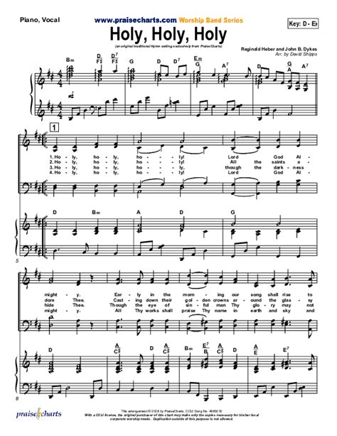 Holy Holy Holy Sheet Music Pdf Praisecharts Traditional Hymn
