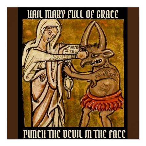 Blessed Virgin Mary Punching The Devil In The Face Poster Uk