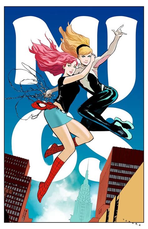 gwen and mj by marcio takara spiderman