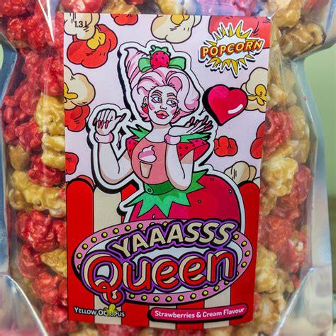 Yaaasss Queen Strawberries And Cream Popcorn Yellow Octopus