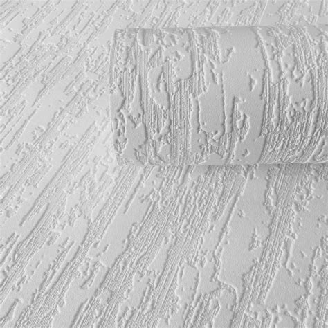 Bark Effect White Blown Vinyl Wallpaper As Creation