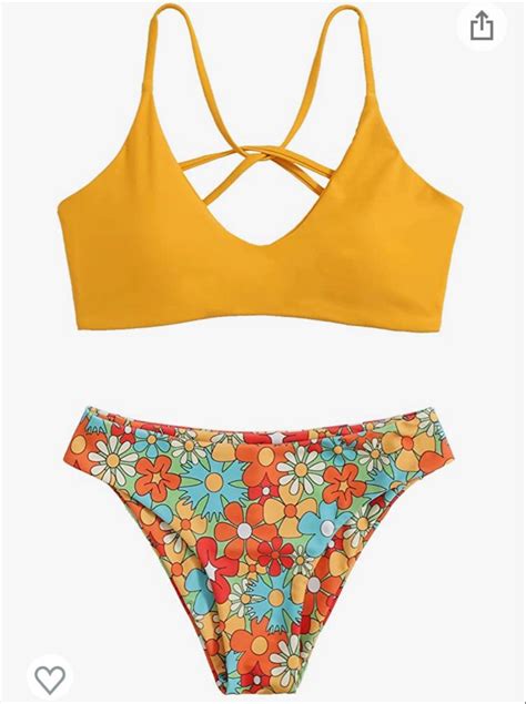 Sweatyrocks Women S Sexy Bathing Suit Floral Print Cross Back Bikini Set Swimsuits In 2022