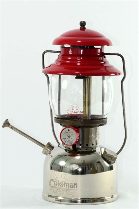 Coleman Lantern Model 200 Chrome With Red Enamel 1959 Brilliant Chrome