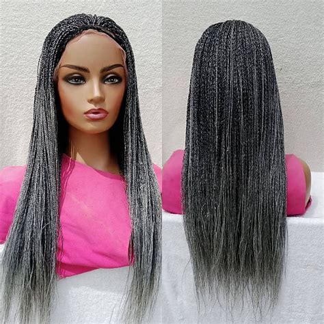 Salt And Pepper Full Lace Wig Micro Twist Hair Deeja Wigs Braided