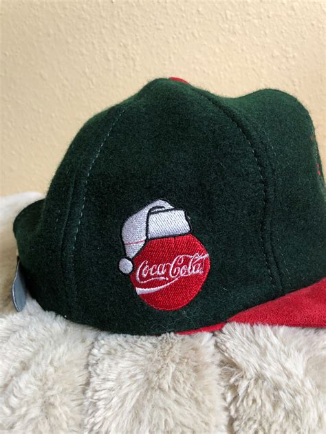 Vintage Coca Cola Christmas Snapback Hat Adjustable Red Green Etsy