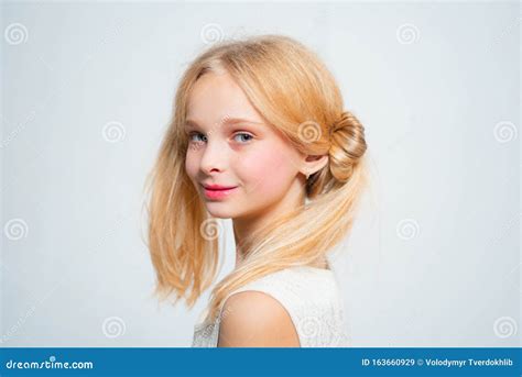 Beauty Kid Hairdresser Skin And Hair Care Small Girl With Long Hair